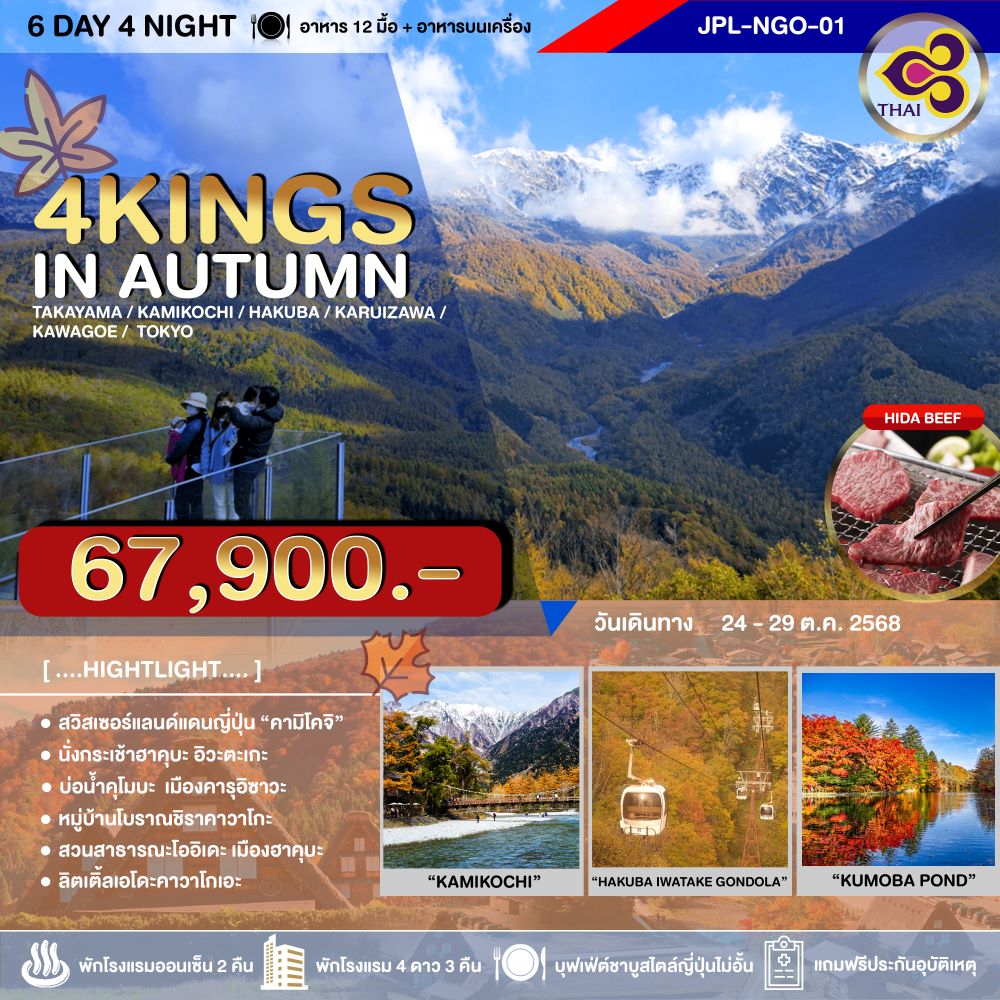 ทัวร์ญี่ปุ่น 4KINGS IN AUTUMN 6วัน 4คืน (TG)